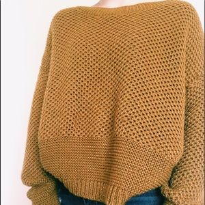 BRAND NEW mustard tie up sweater